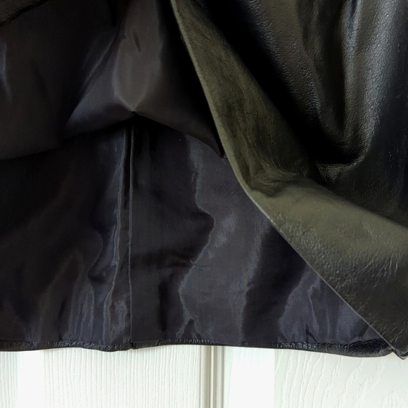 Bagatelle 90's Vintage Genuine Leather High Waisted A-Line Mini Skirt Black 4 - Picture 5 of 13